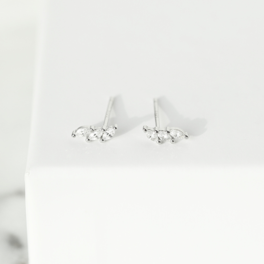 Crystal Leaf Studs