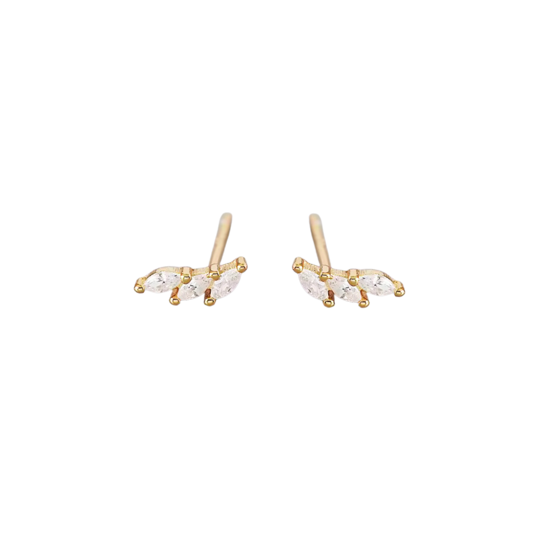 Crystal Leaf Studs