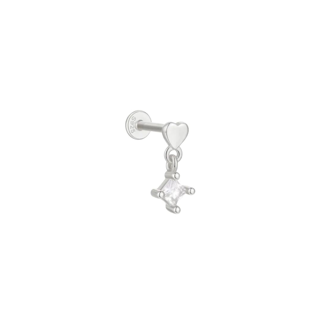 Heart Drop Flat Back Stud