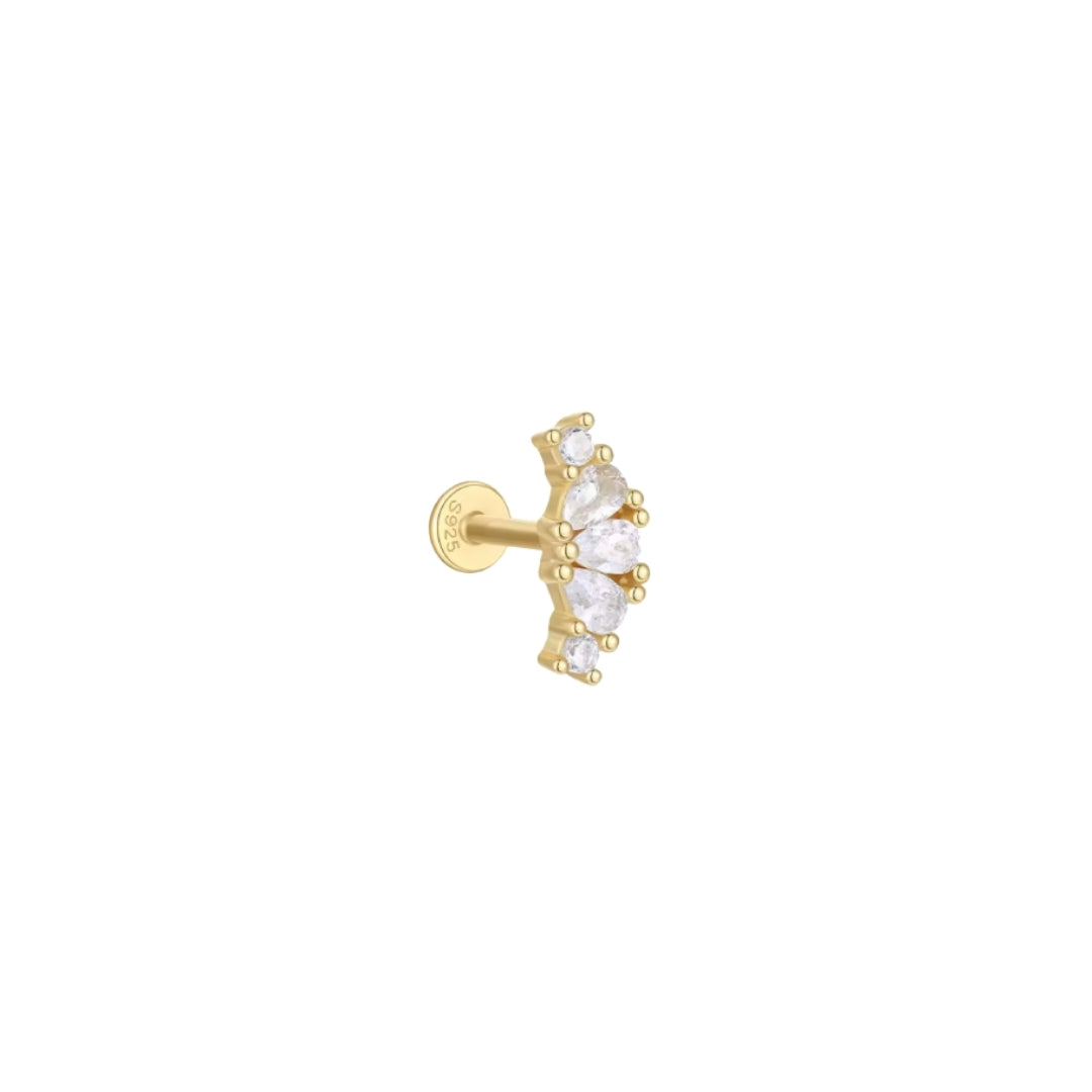 Curved Cluster Flat Back Stud