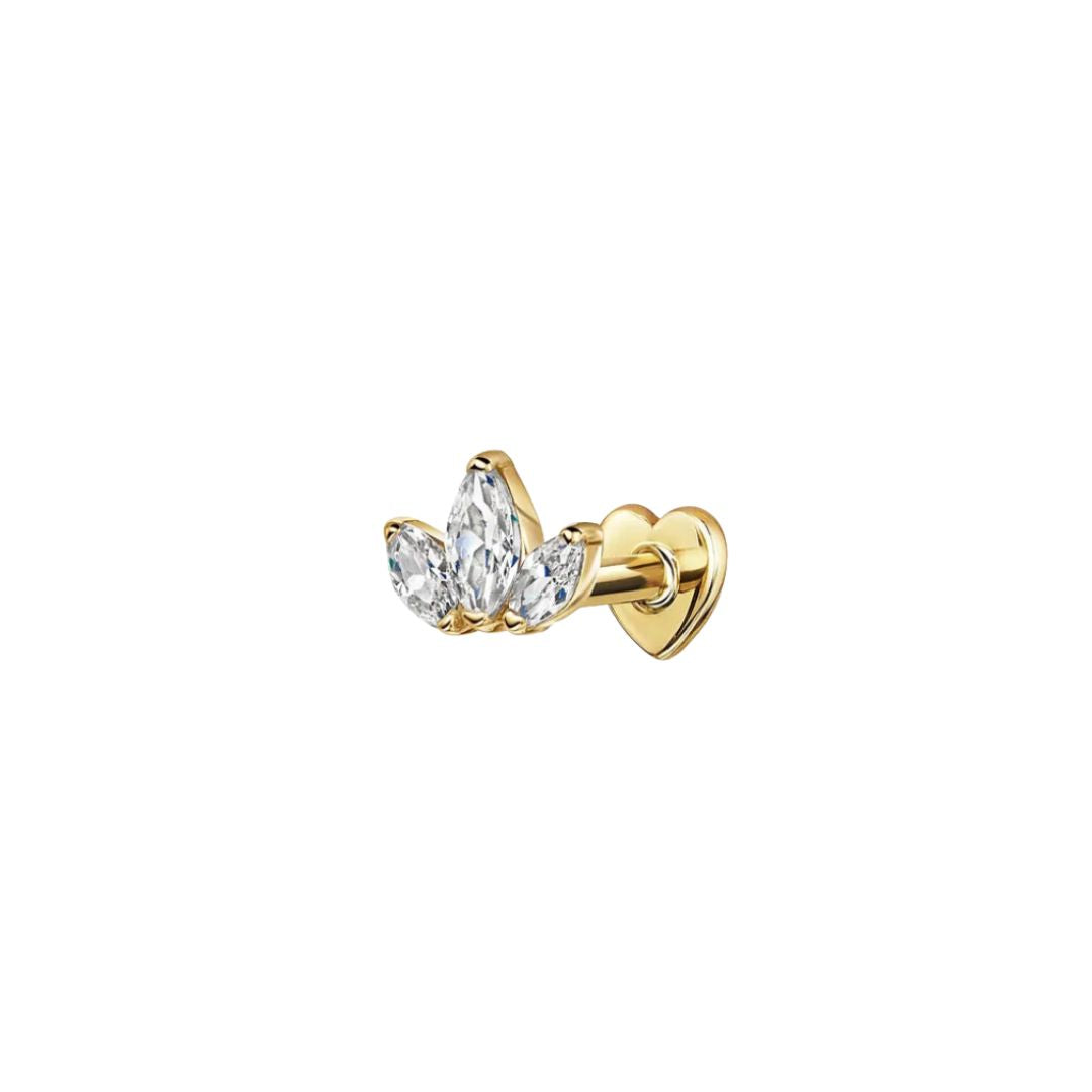Lotus Double Sided Heart Back Flat Back Stud