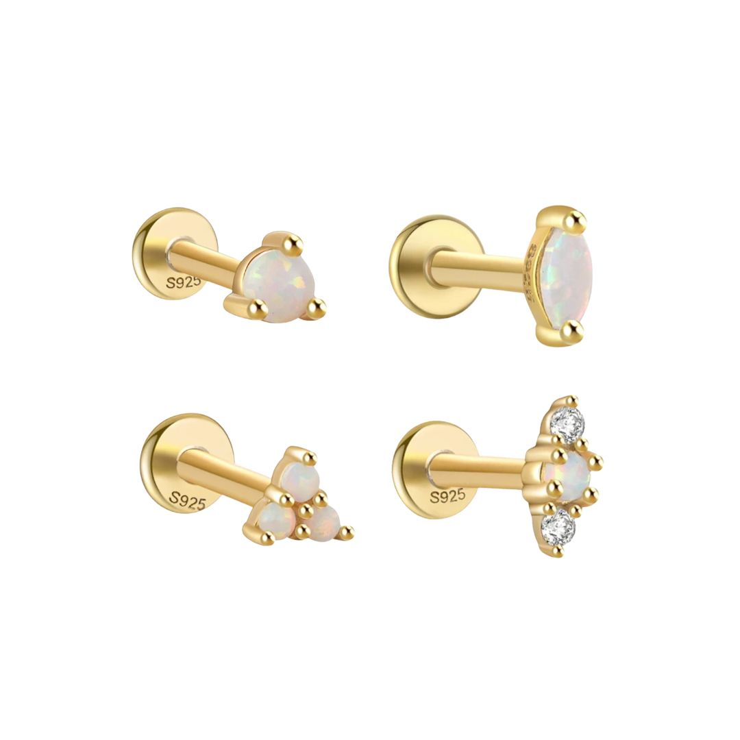 Gold Opal Flat Back Studs