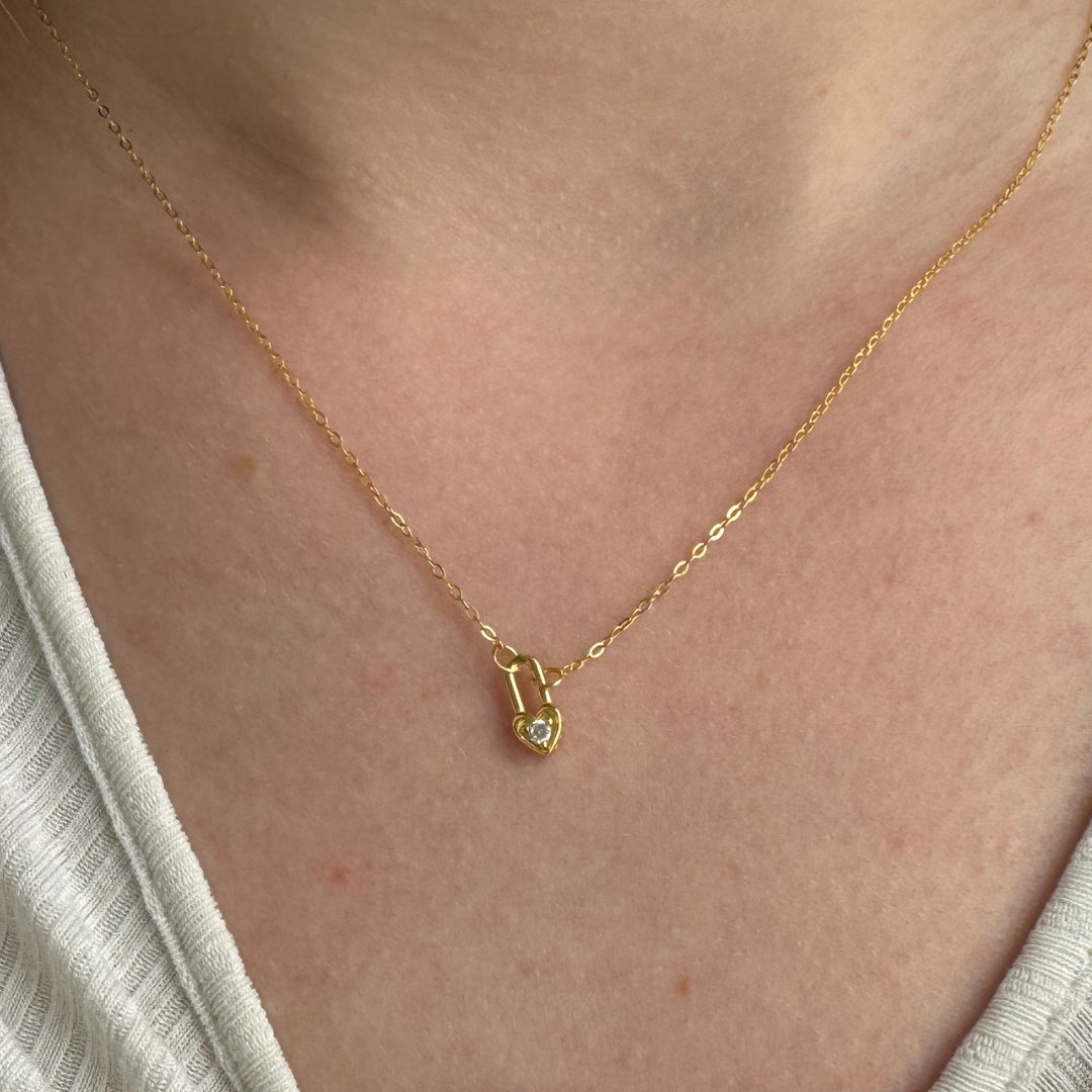 Heart Padlock Charm Necklace