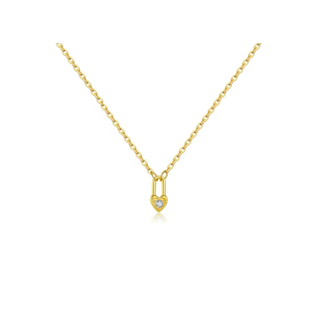 Heart Padlock Charm Necklace