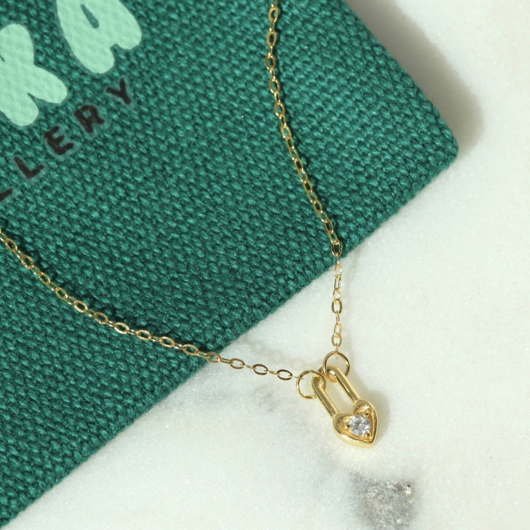 Heart Padlock Charm Necklace