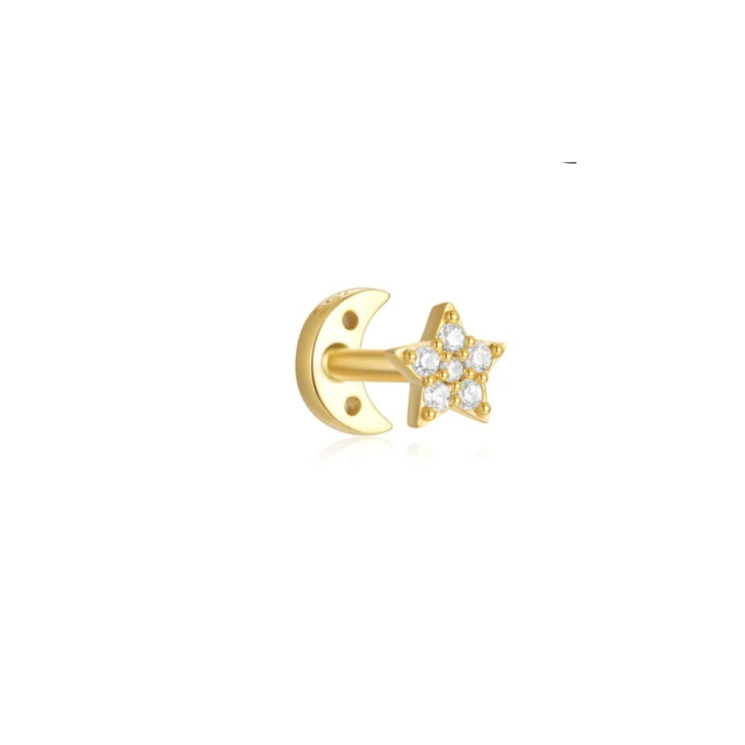 Double sided Moon and Star Stud