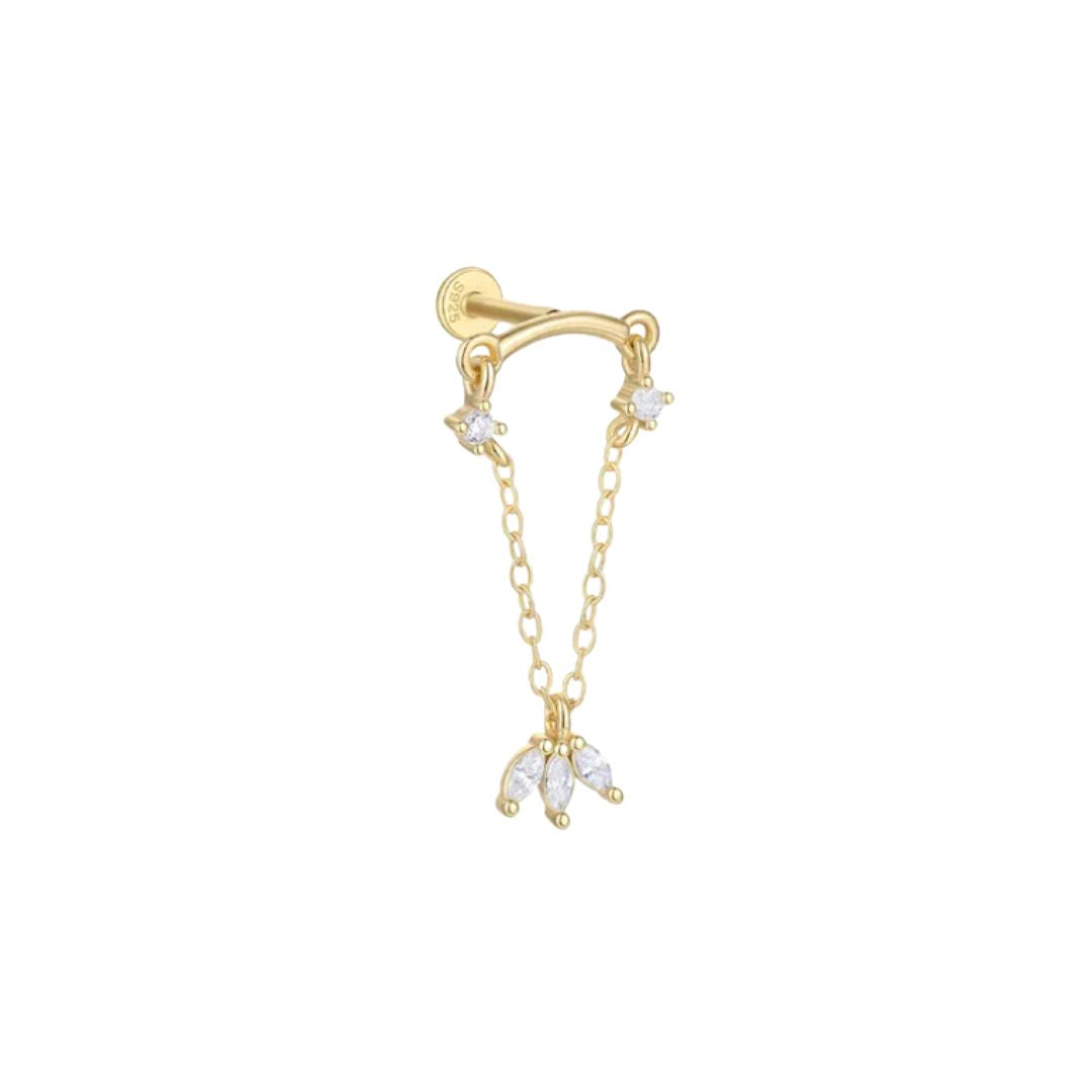 Statement Chain Lotus Flat Back Stud
