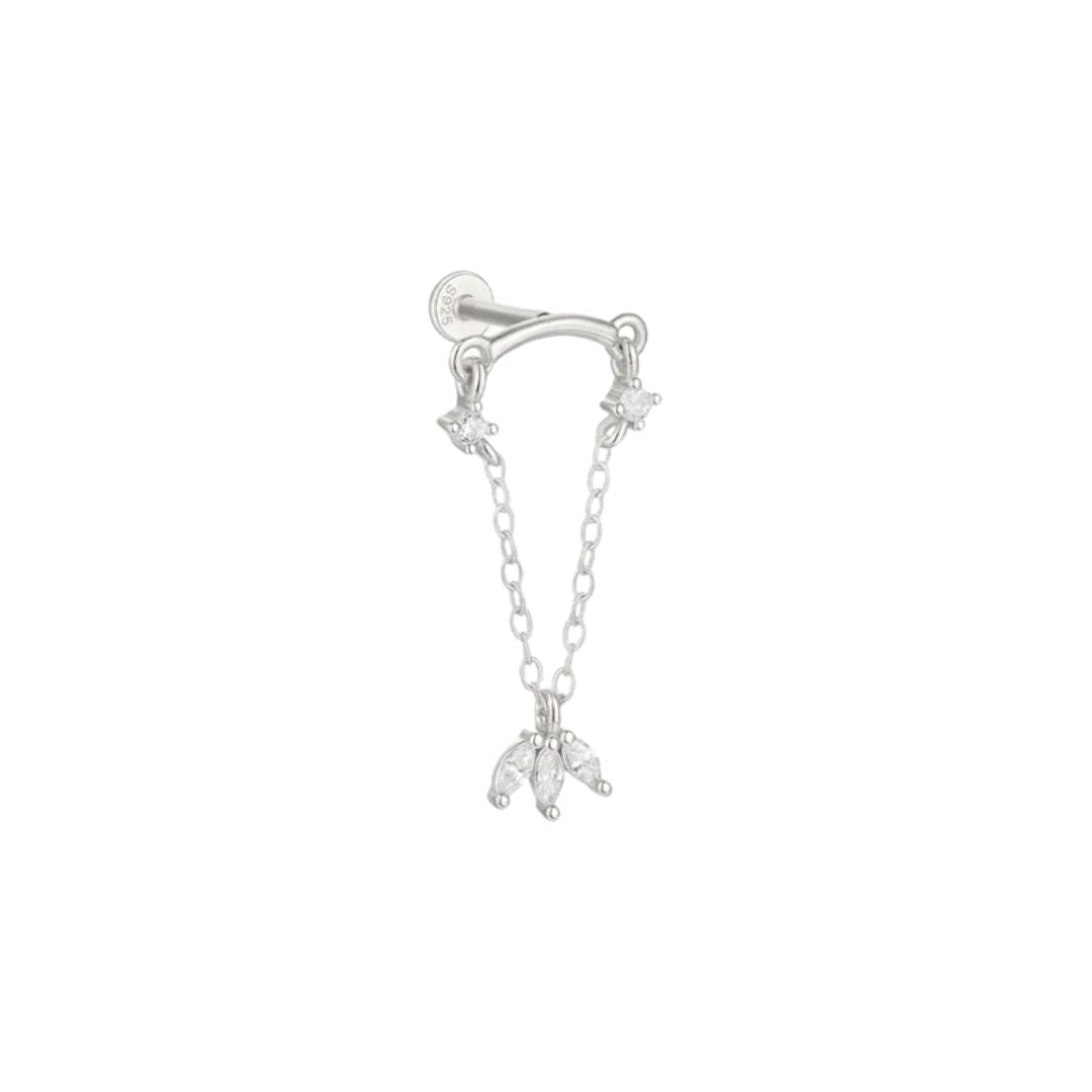 Statement Chain Lotus Flat Back Stud