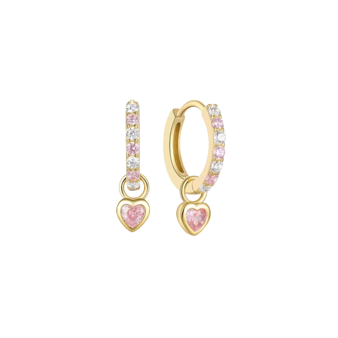 Pink Heart Pave Huggies