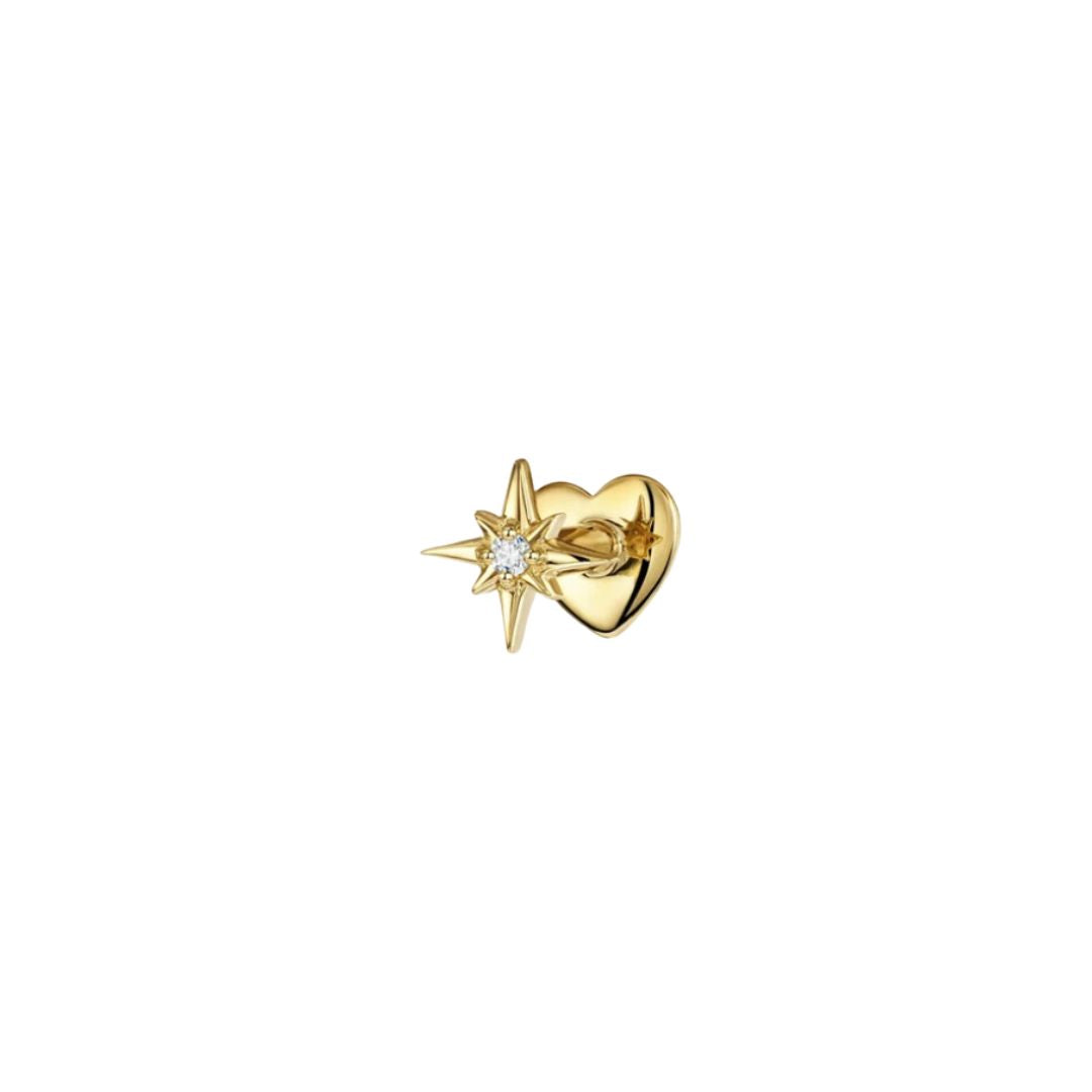 North Star Double Sided Heart Back Stud
