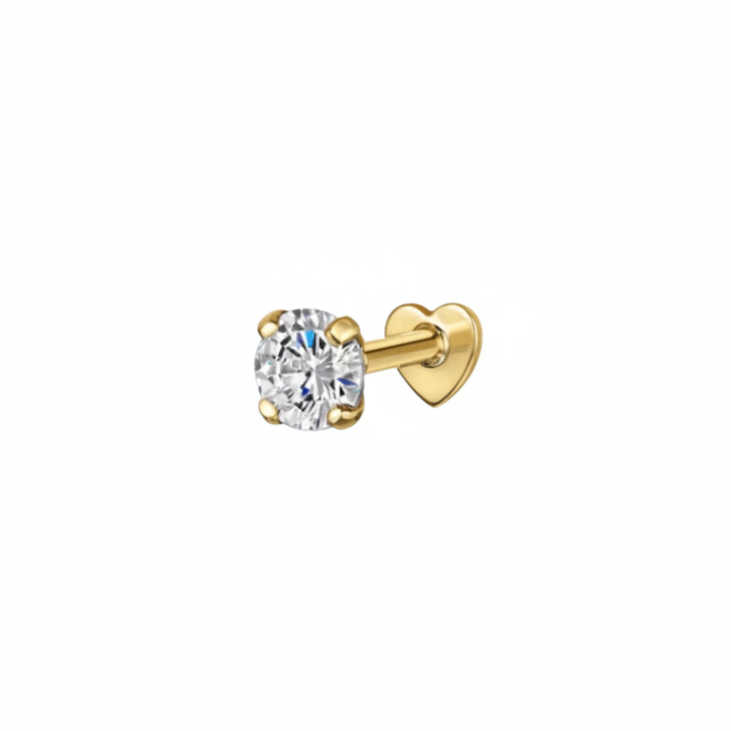 Cubic Zirconia Double Sided Heart Back Stud