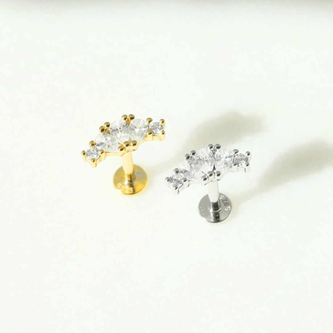 Curved Cluster Flat Back Stud