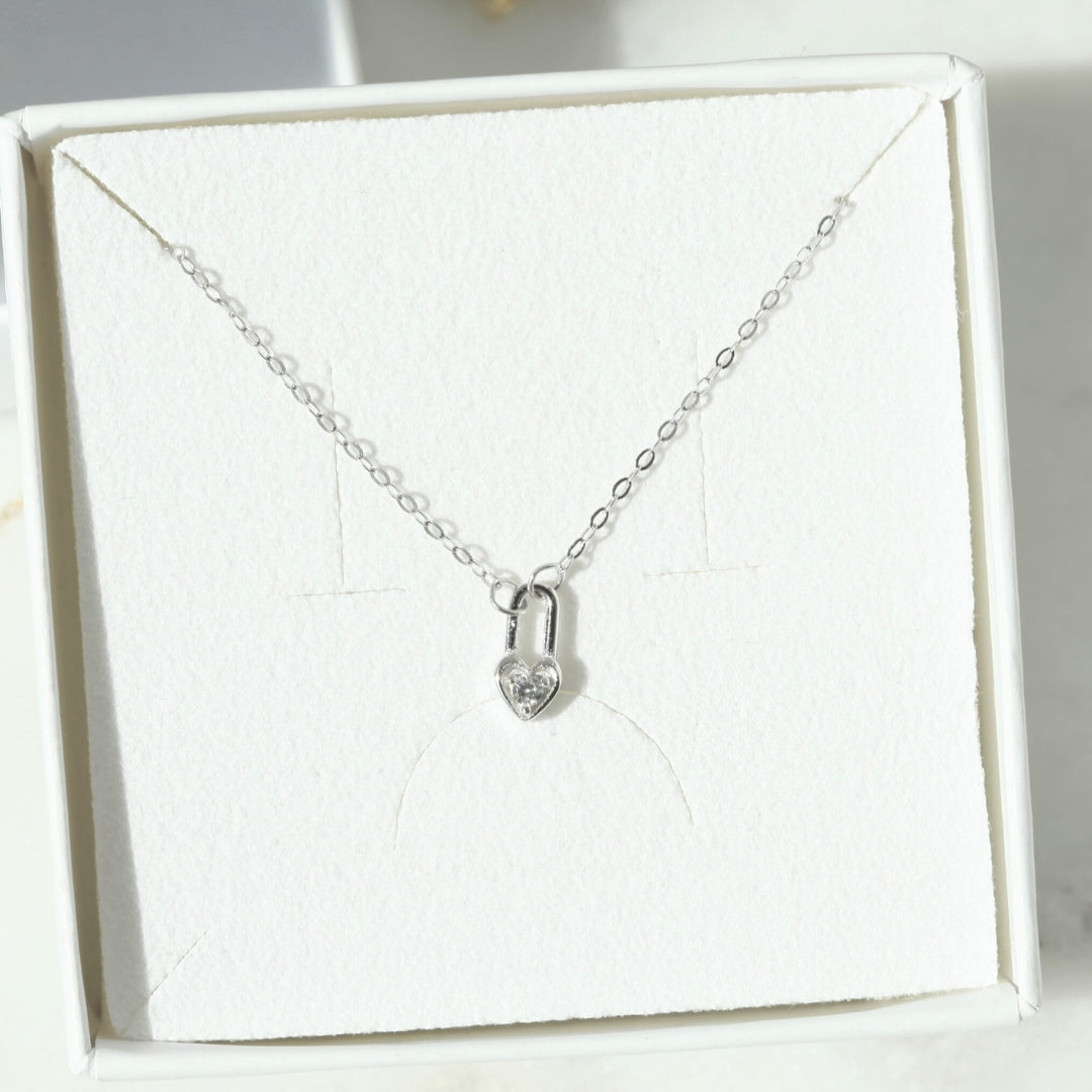 Heart Padlock Charm Necklace