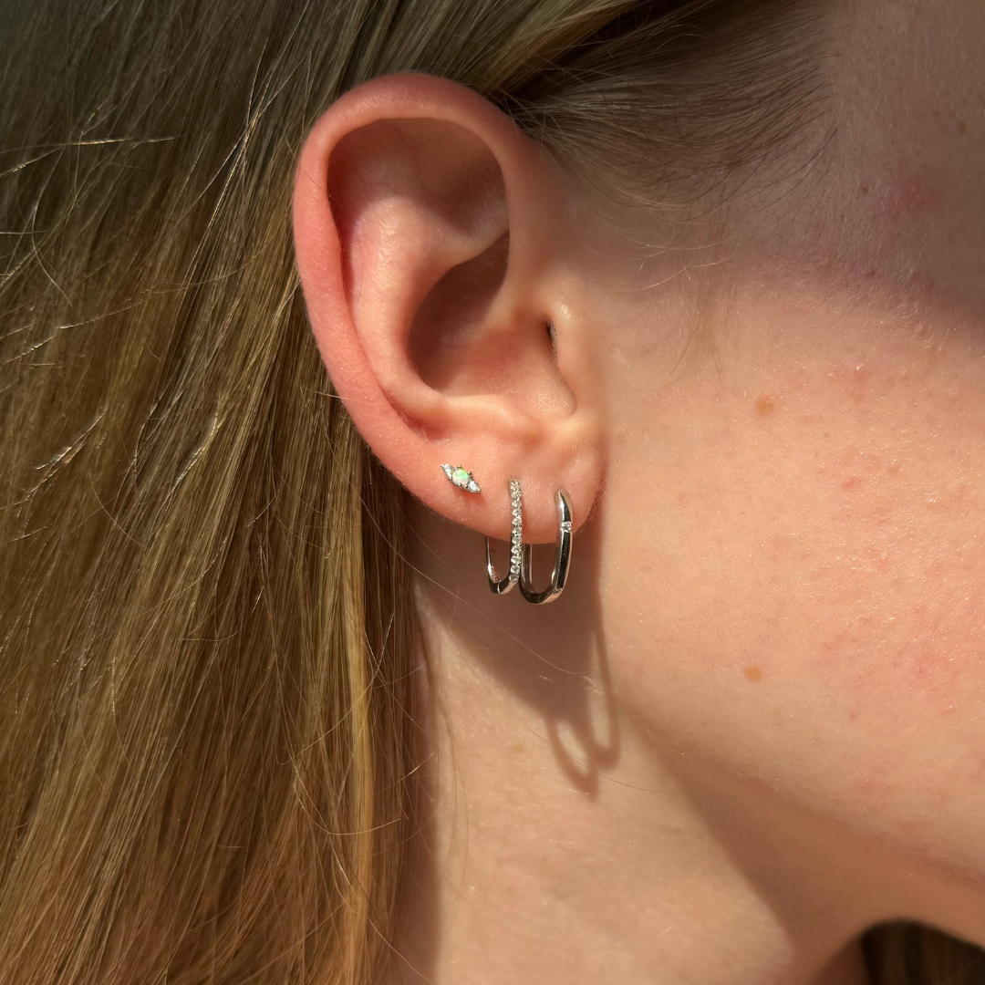 Silver Opal Flat Back Studs