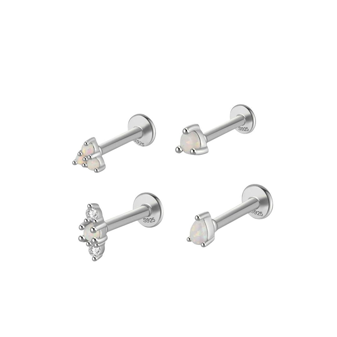 Silver Opal Flat Back Studs
