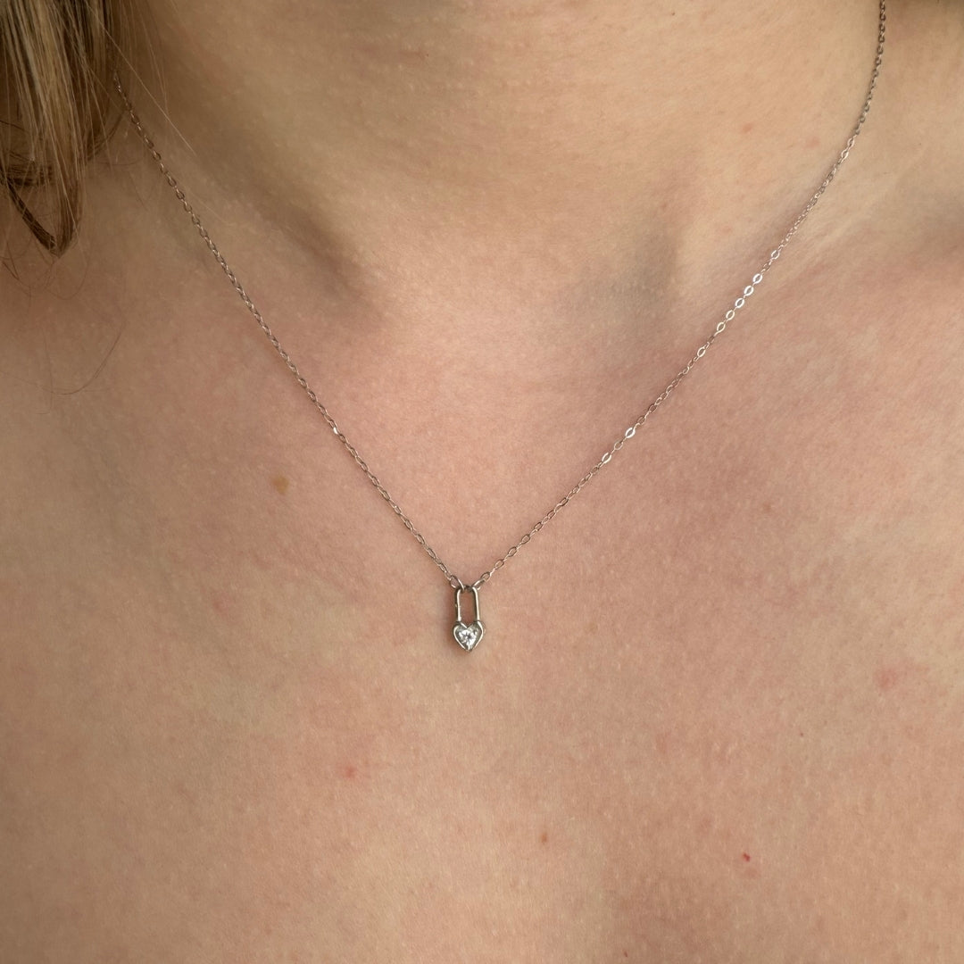 Heart Padlock Charm Necklace