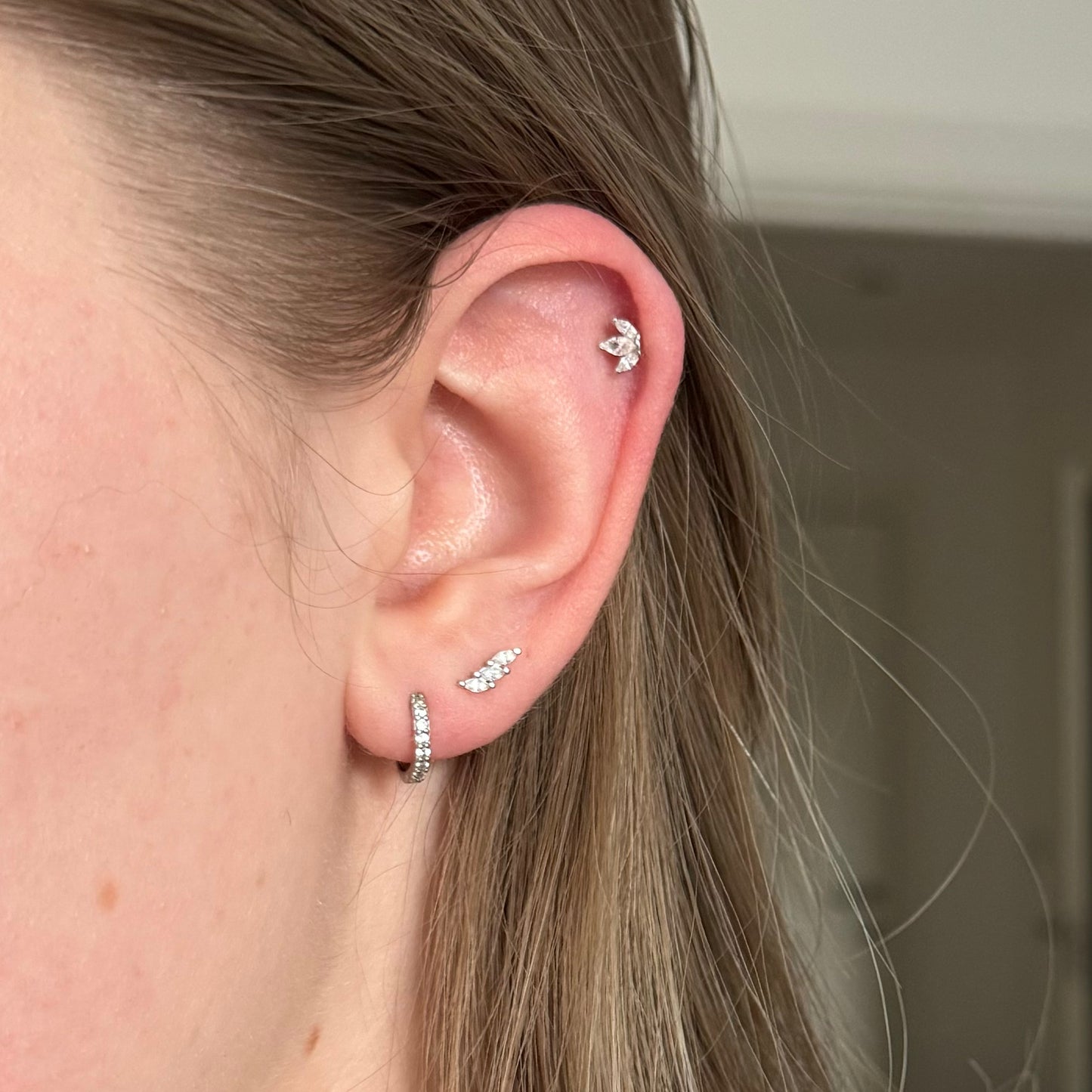 Crystal Leaf Studs