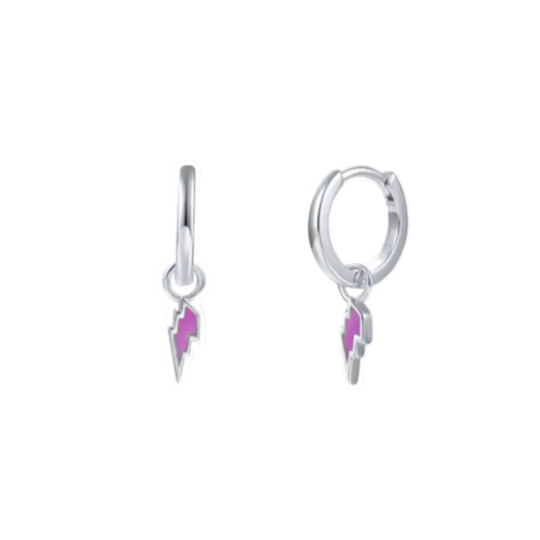 Purple Lightning Bolt Charm Huggies