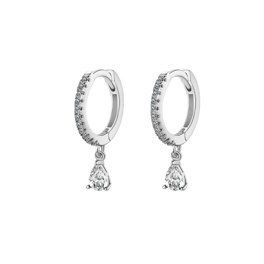 Teardrop Pave Hoops