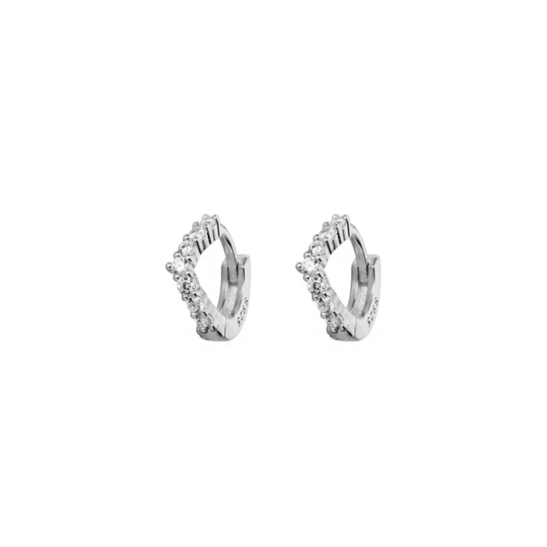 Tiny Pave Wishbone Huggies