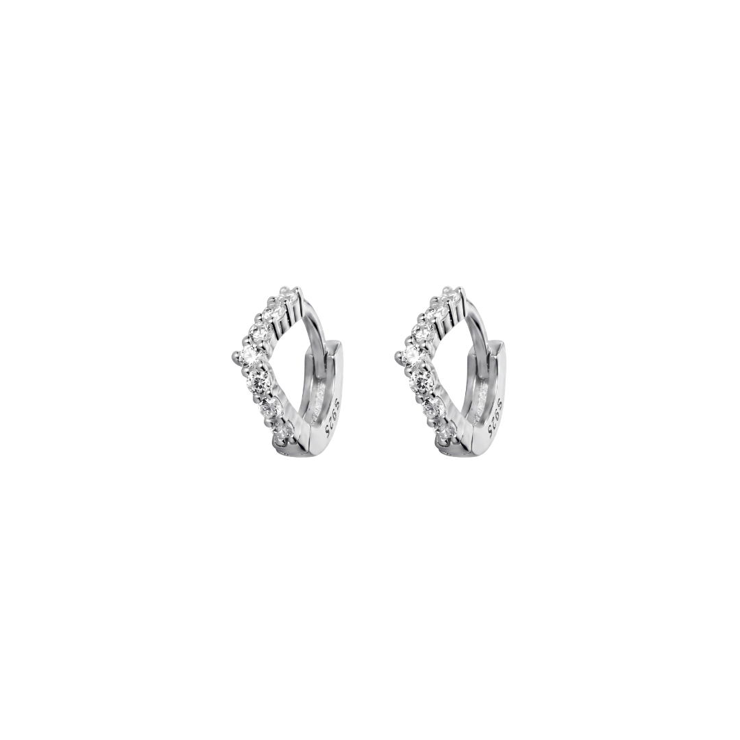 Tiny Pave Wishbone Huggies