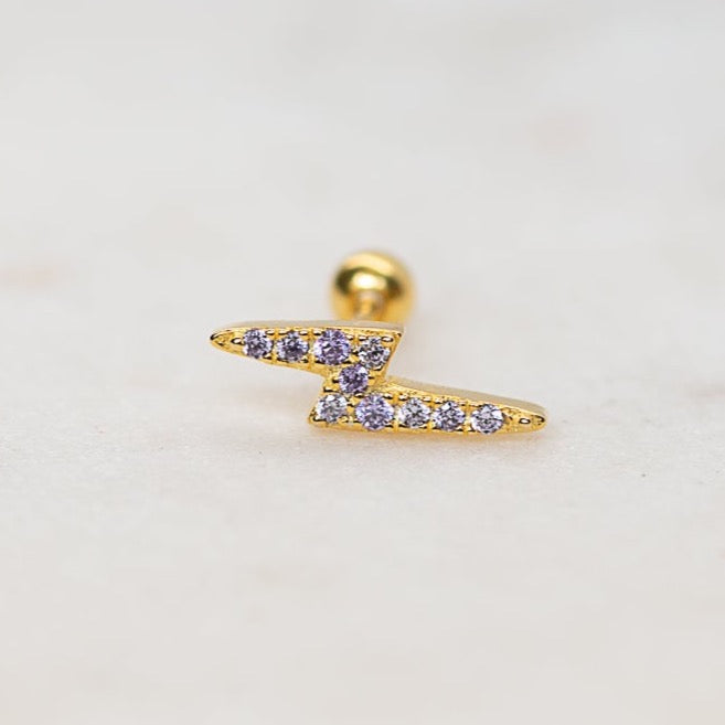 Purple Lightning Bolt Barbell Stud