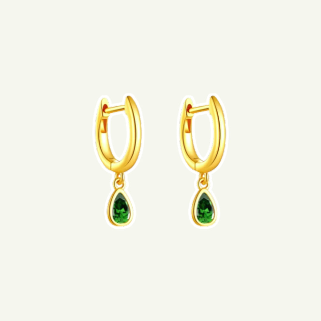 Emerald Drop Hoops