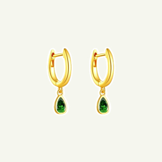 Emerald Drop Hoops