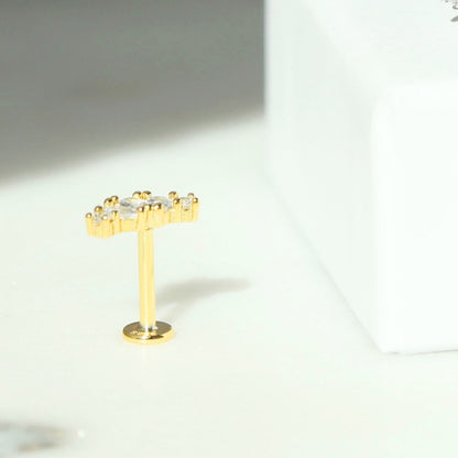 Curved Cluster Flat Back Stud