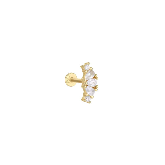 Curved Cluster Flat Back Stud