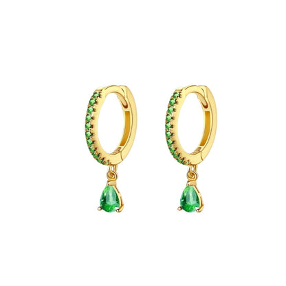 Emerald Teardrop Pave Hoop