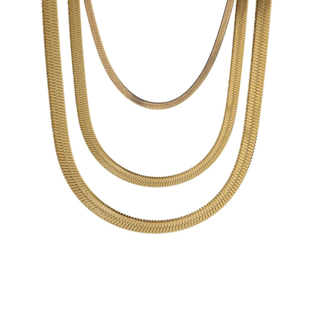 Gold Herringbone Chain Necklace