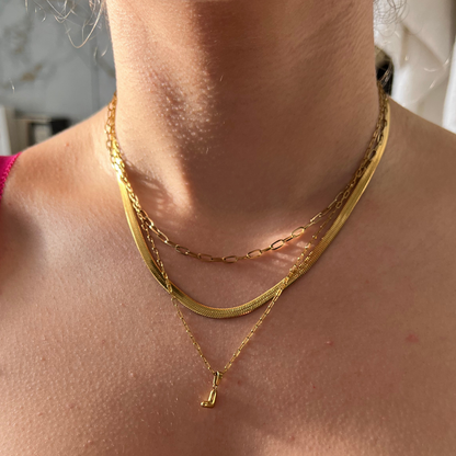 Gold Herringbone Chain Necklace