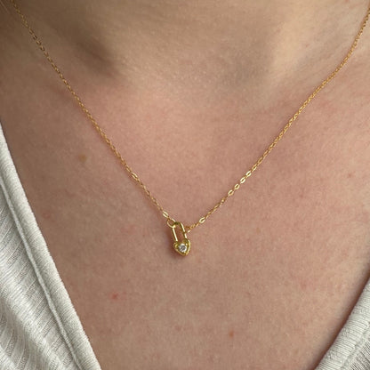 Heart Padlock Charm Necklace