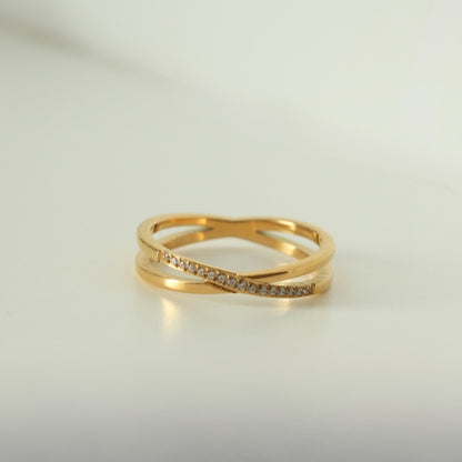 Pave Crossover X Ring