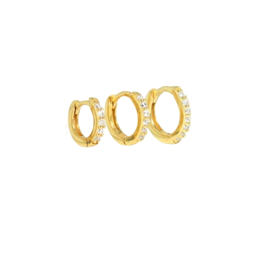 Gold Huggie Pave Hoops