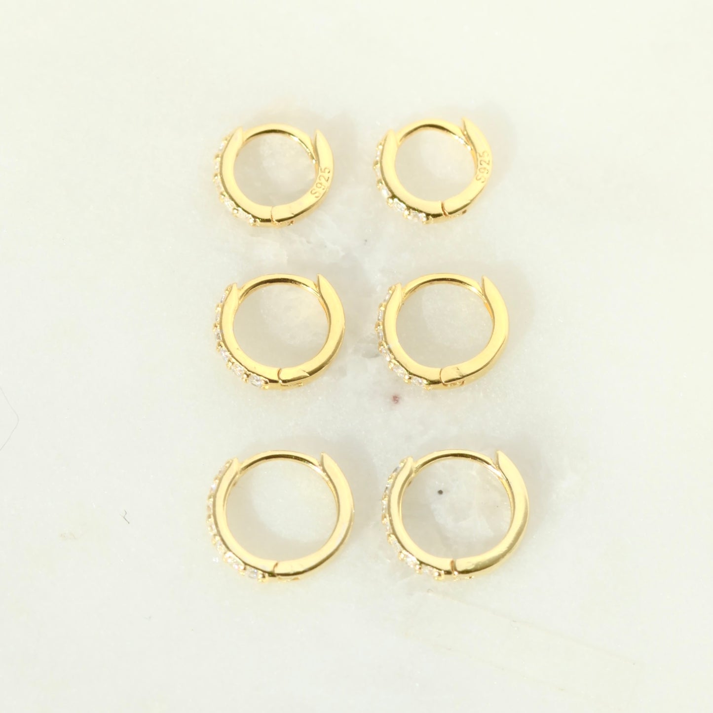 Gold Huggie Pave Hoops