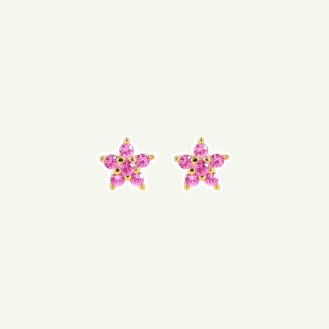 Pink Flower Studs