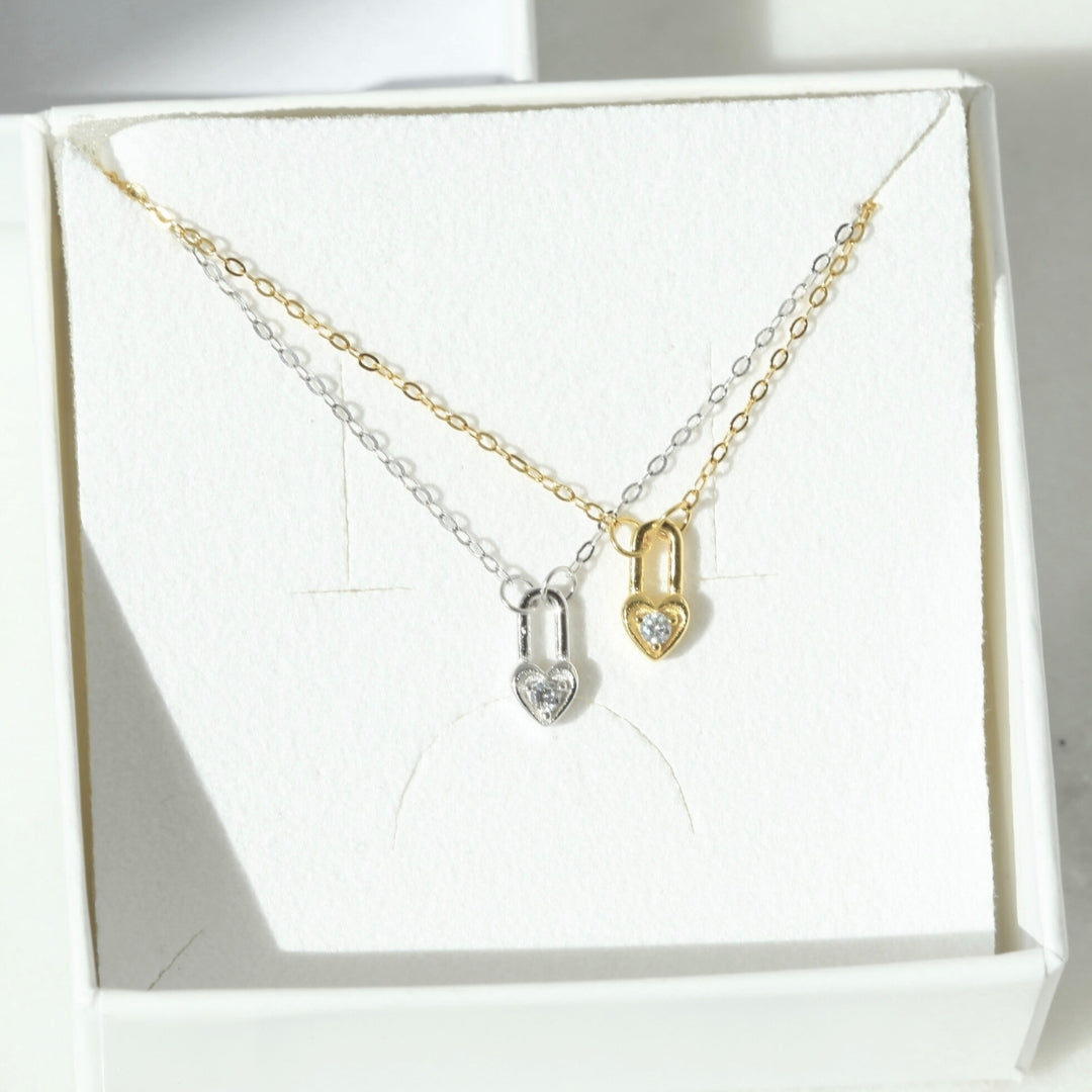 Heart Padlock Charm Necklace