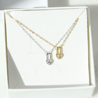Heart Padlock Charm Necklace