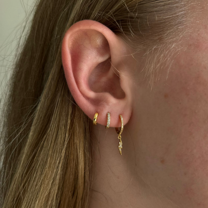 Gold Huggie Pave Hoops