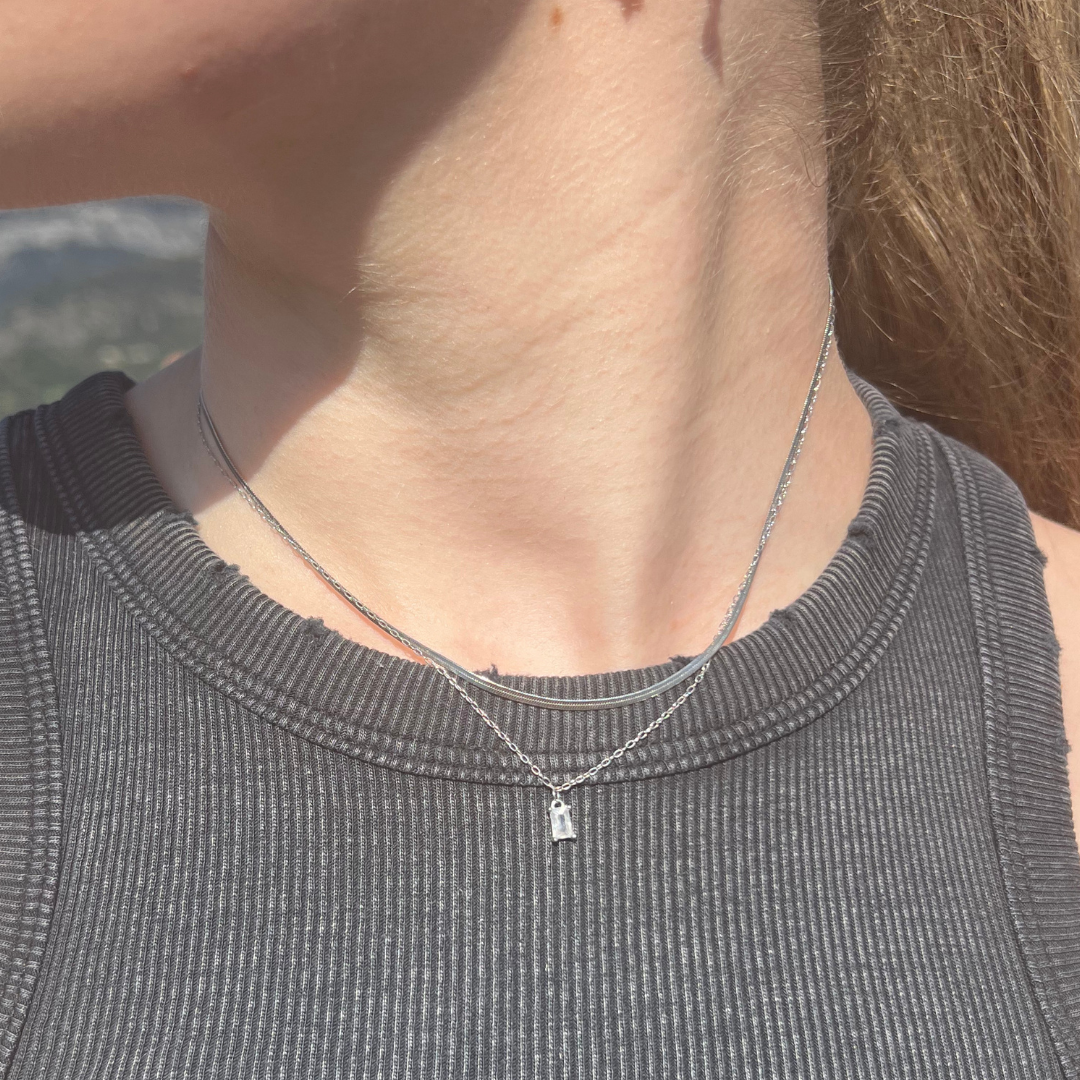 Silver Herringbone Chain Necklace