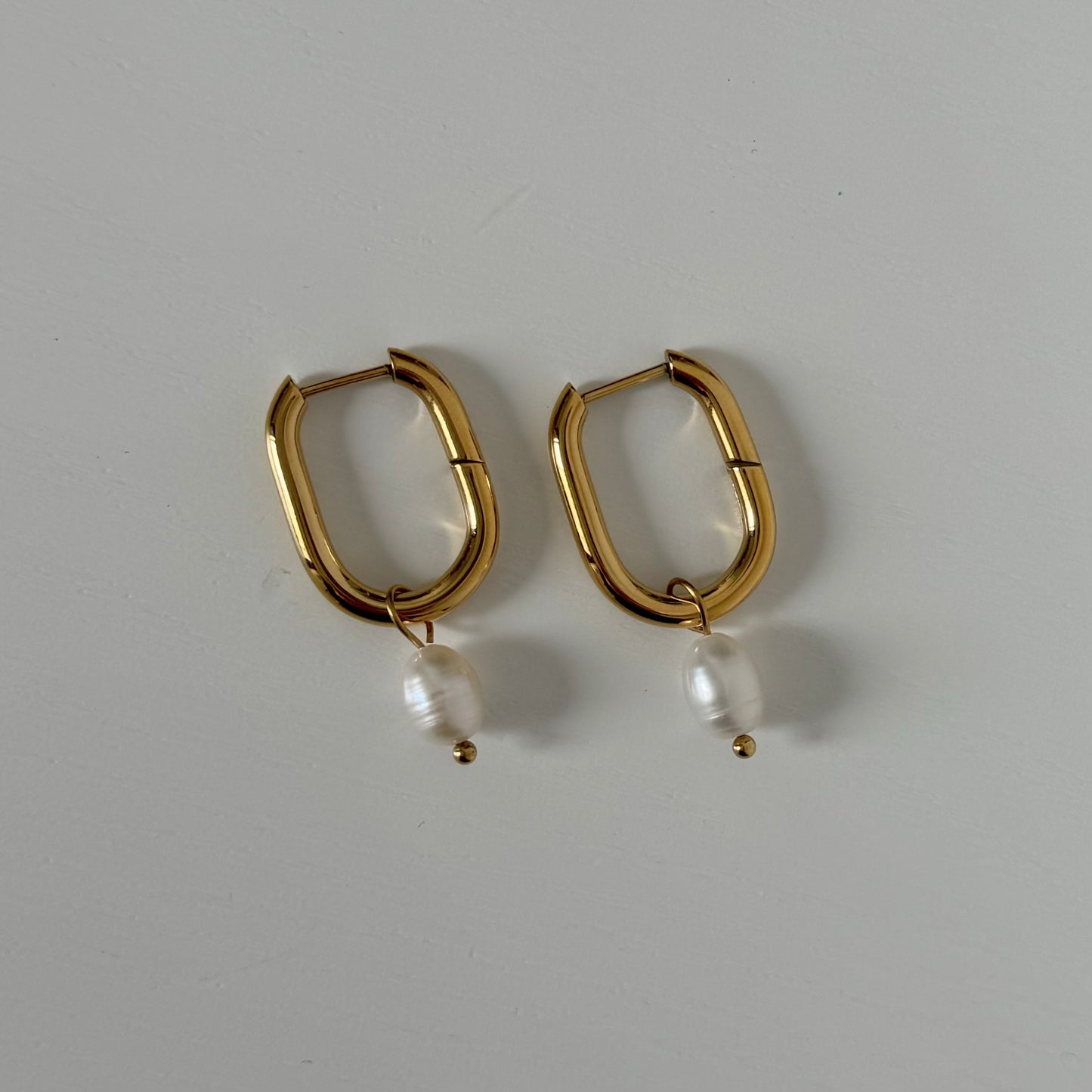 Rectangle Fresh Water Pearl Hoops