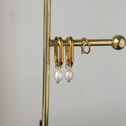 Rectangle Fresh Water Pearl Hoops