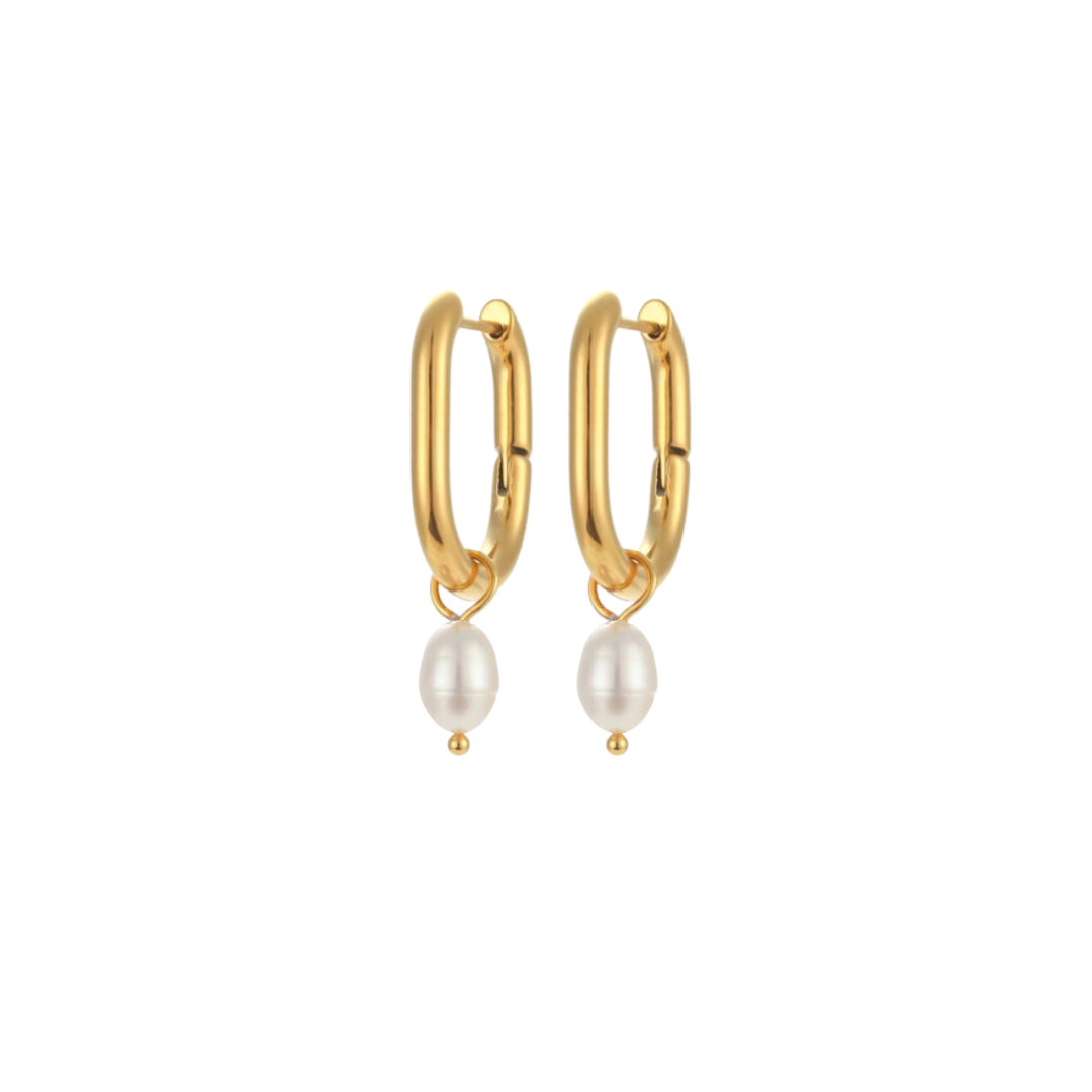 Rectangle Fresh Water Pearl Hoops