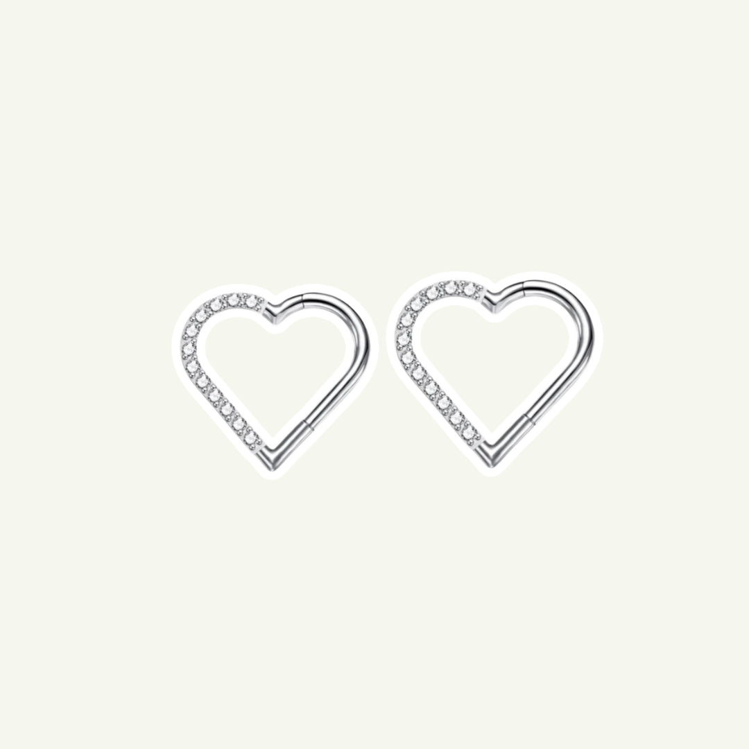 Pave Heart Helix/Daith Clicker Hoop