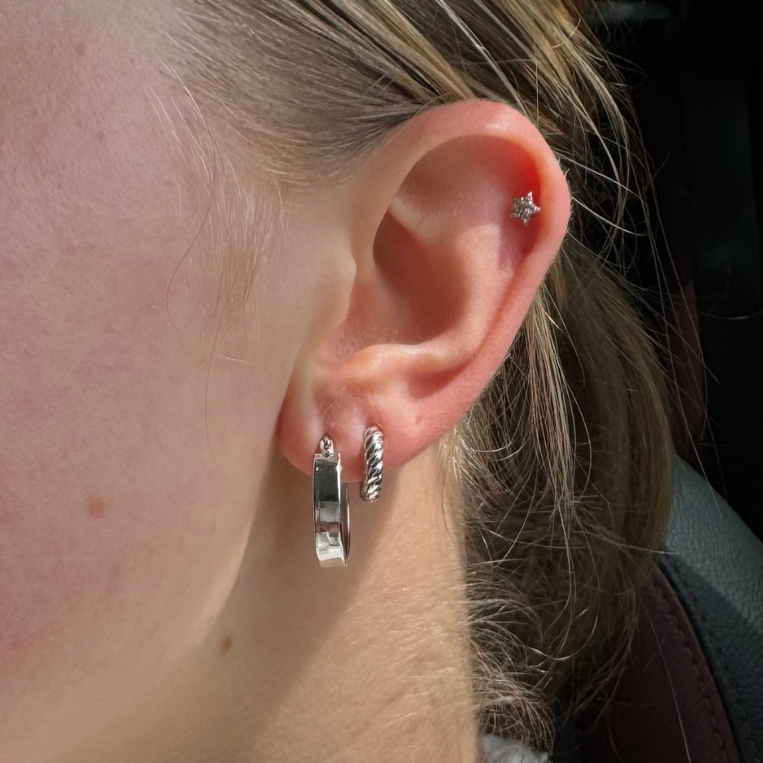 Double sided Moon and Star Labret Stud