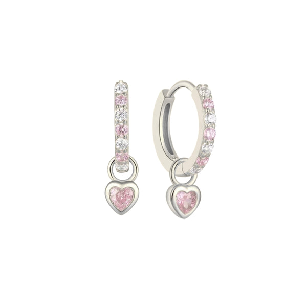 Pink Heart Pave Huggies