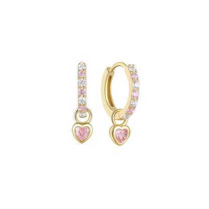 Pink Heart Pave Huggies