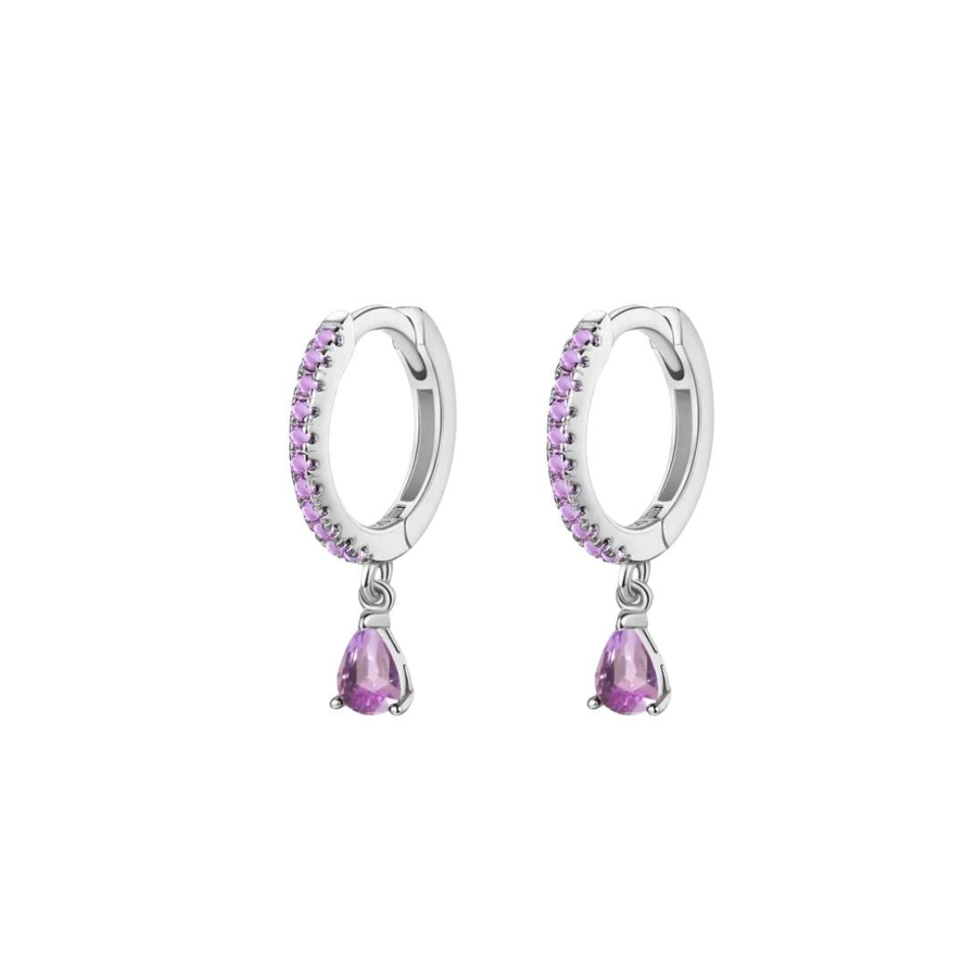 Amethyst Teardrop Hoops